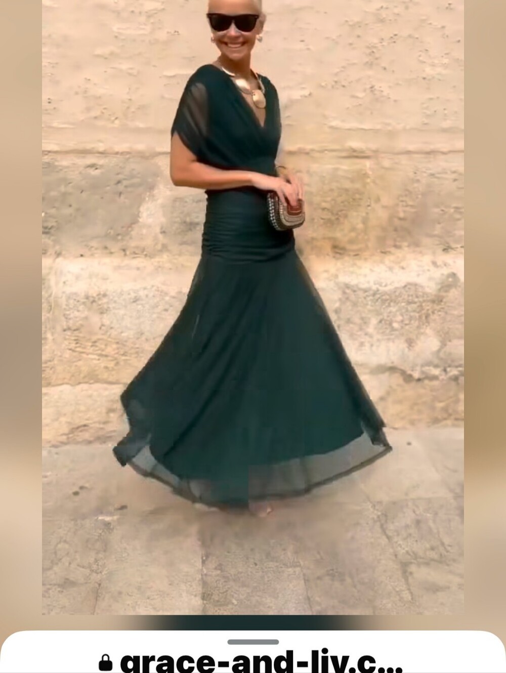 Elegant Dark Green V-Neck Maxi Dress